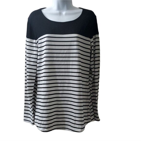 Simple Fun Womens Black Striped Long Sleeve Shirt - Picture 1 of 7